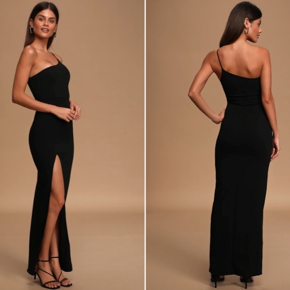 LULU's Sexy Prom Wedding Elegant Classic One Shoulder Mermaid Trumpet Maxi - Picture 3 of 5